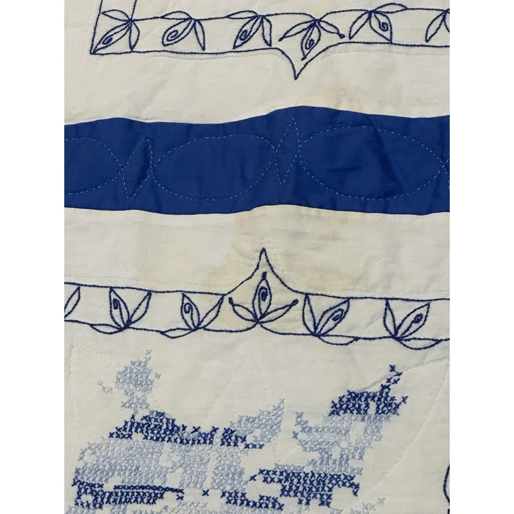 Vintage Quilt Cross Stitch Bed‎ Skirt 81x52